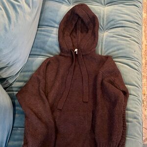 Cozy Madewell Oveezised Wool Blend Brown Hooded Sweater
